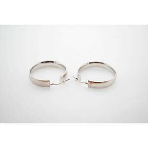 10k White Gold Hoop Earrings Estate Sale 3.0g Vintage Style